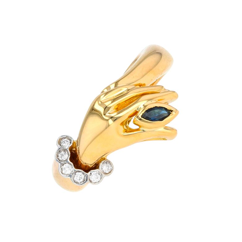 Bague saphir 0.08 carat et diamants 0.06 carat or jaune 7.54g Comme neuf -  reconditionné disponible sur Gemme Les Bijoux
